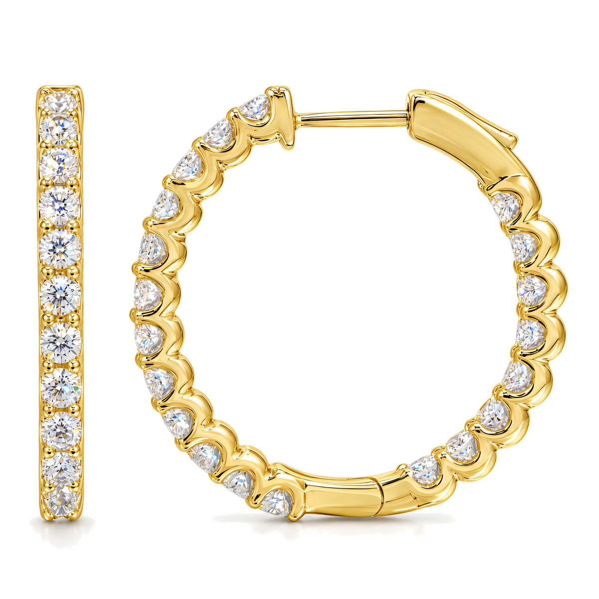 Scalloped Inside-Out Lab Diamond Hoop Earrings