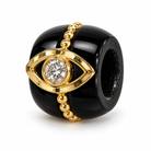 Evil Eye Gemstone Diamond Rondelle in onyx and 14k yellow gold