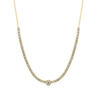 Halo center lab diamond tennis necklace in 14k yellow gold