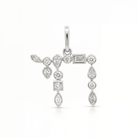 Hebrew Chai Multi Shape Diamond Pendant featuring various diamond cuts in a stunning design.