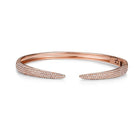 Micro Pave Diamond Claw Cuff Bangle in 14k gold by Izakov Fine Jewelry, featuring intricate diamond detailing.