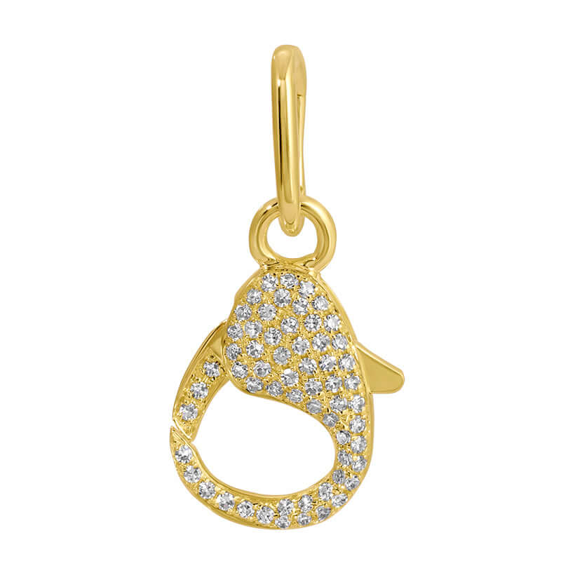 Micro Pave Diamond Lobster Charm Enhancer in 14k gold, featuring micro pavé diamonds for elegant sparkle.