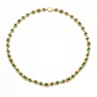 Multi-Shape Emerald Ripple Bezel Tennis Necklace featuring emeralds set in 14k yellow gold.
