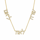 Personalized Multiple Hebrew Diamond Nameplate Necklace with dazzling diamonds and 14K gold craftsmanship.