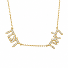 Personalized Multiple Hebrew Diamond Nameplate Necklace in 14K gold with sparkling diamonds.