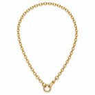 Oval rolo link swivel clasp gold chain necklace in 14k yellow gold