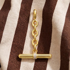 Pave Diamond Toggle Bar Pendant in 14K yellow gold, styled, Izakov Fine Jewelry