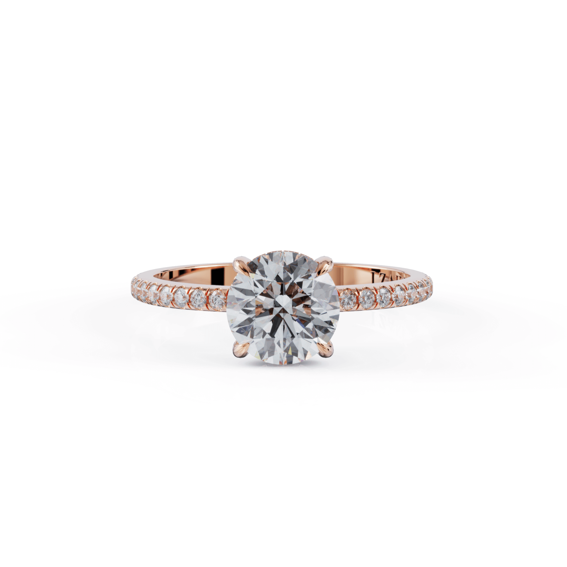Pave Hidden Halo Diamond Engagement Ring 14K Rose Gold Rings by VDBRC | Izakov
