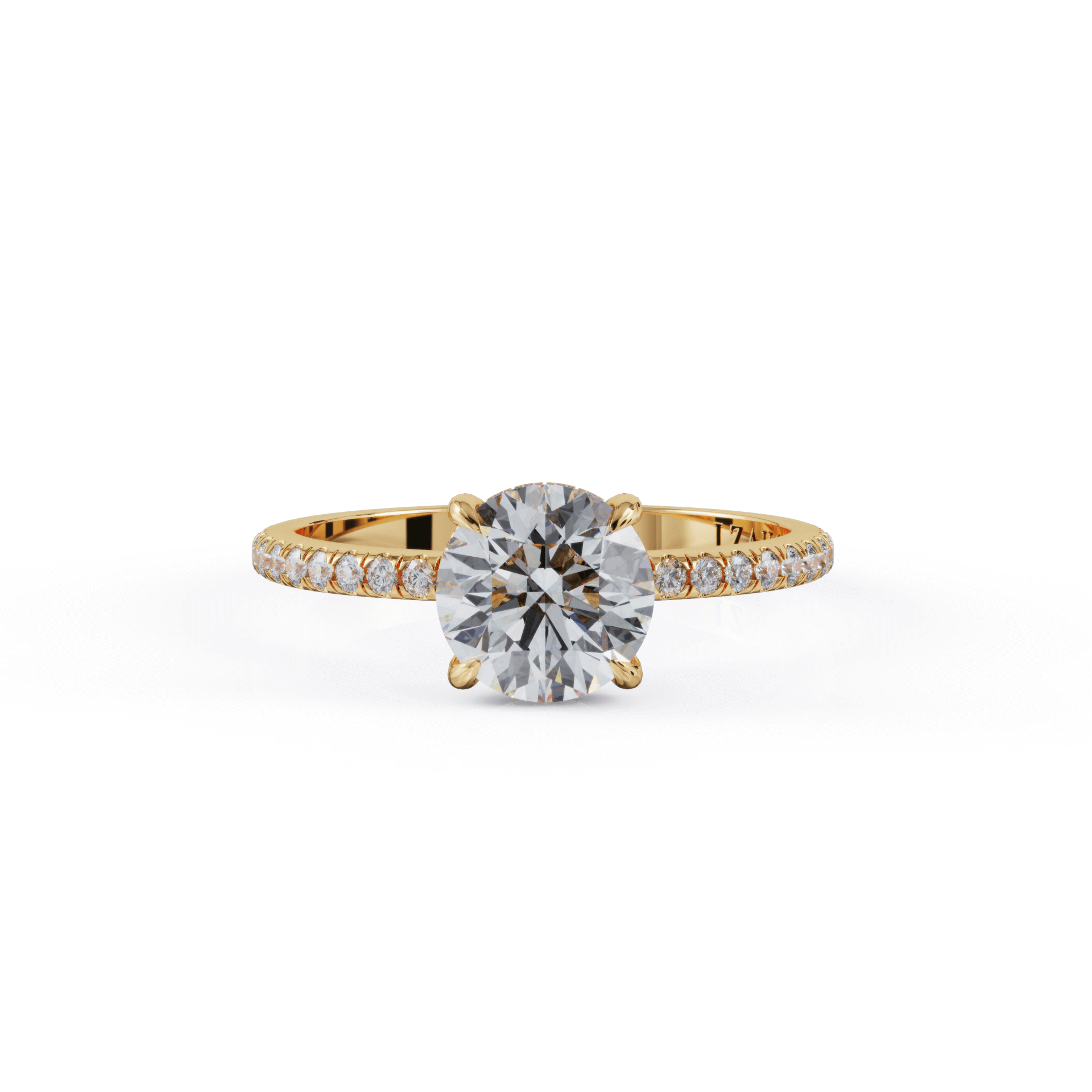 Pave Hidden Halo Diamond Engagement Ring 14K Yellow Gold Rings by VDBRC | Izakov