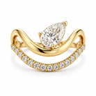 Pear Diamond Double Wave Pinky Ring in 14K Gold