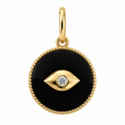 Petite evil eye onyx diamond charm in 14k yellow gold