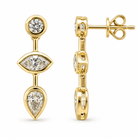 Round, Marquise and Pear Diamond Bezel Drop Earrings in 14K Gold