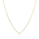 Rounded Paper Clip Charm Enhancer Gold Necklace featuring smooth rounded links in 14K gold.