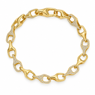 Sculpted Pave Diamond Link Bracelet in 14k yellow gold