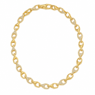 Sculpted Pave Diamond Link Necklace in 14k yellow gold