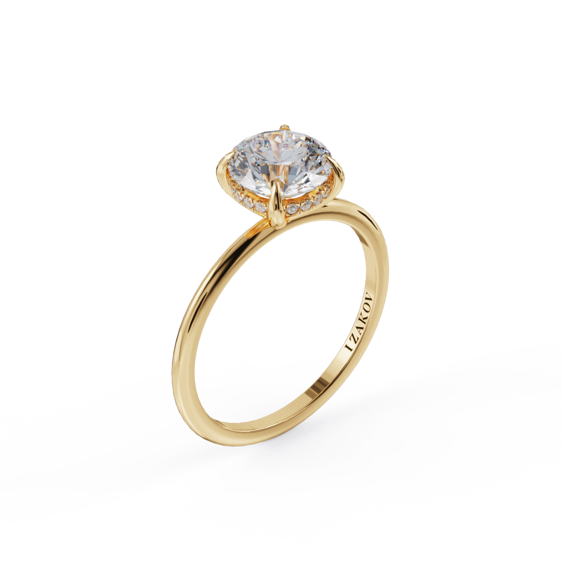 Skinny Solitaire Hidden Halo Diamond Engagement Ring - Rings - Izakov Diamonds + Fine Jewelry