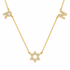 Personalized Initials & Motif Diamond Necklace featuring initials and a Star of David motif in 14K gold with diamonds.