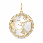 Diamond Sun Moon & Stars Medallion Necklace Charm, diamond, Izakov Fine Jewelry