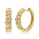 Twisted Diamond Pave Hoop Earrings featuring sparkly pavé diamonds in a sophisticated twisted design.