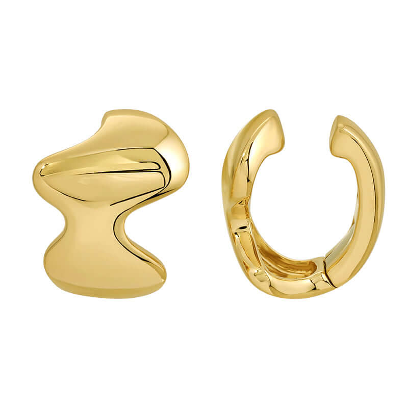 Wavy Gold Ear Cuff featuring smooth, contemporary design in 14K gold, a stunning piece of fine jewelry.