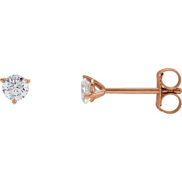 14K Gold 3-Prong Round Diamond Martini Stud Earrings 0.25 / Push-Back / Rose Gold Izakov Diamonds + Fine Jewelry