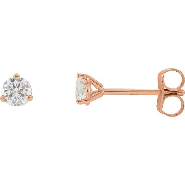 14K Gold 3-Prong Round Diamond Martini Stud Earrings 0.33 / Push-Back / Rose Gold Izakov Diamonds + Fine Jewelry