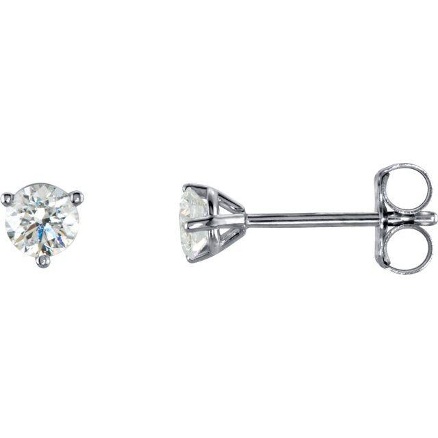 14K Gold 3-Prong Round Diamond Martini Stud Earrings 0.33 / Push-Back / White Gold Izakov Diamonds + Fine Jewelry