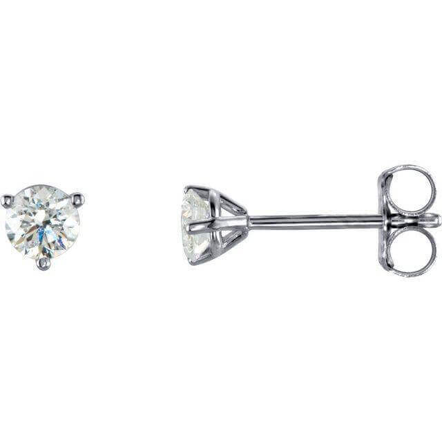 14K Gold 3-Prong Round Diamond Martini Stud Earrings 0.33 / Push-Back / White Gold Izakov Diamonds + Fine Jewelry