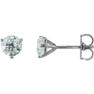 14K Gold 3-Prong Round Diamond Martini Stud Earrings 1.00 / Push-Back / White Gold Izakov Diamonds + Fine Jewelry