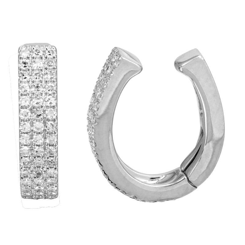 14K Gold 3-Row Micro Pave Diamond Cuff Earring White Gold Izakov Diamonds + Fine Jewelry