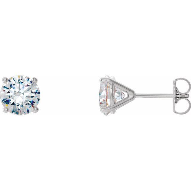 14K Gold 4-Prong Round Diamond Martini Stud Earrings 2.00 / Push-Back / White Gold Izakov Diamonds + Fine Jewelry