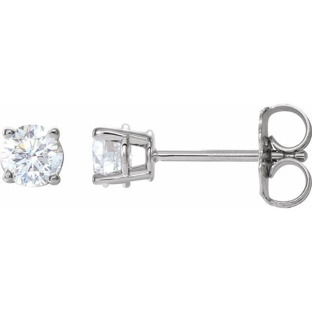 14K Gold 4-Prong Round Diamond Stud Earrings 0.50 / Push-Back / White Gold Izakov Diamonds + Fine Jewelry
