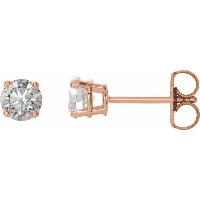14K Gold 4-Prong Round Diamond Stud Earrings 0.75 / Push-Back / Rose Gold Izakov Diamonds + Fine Jewelry