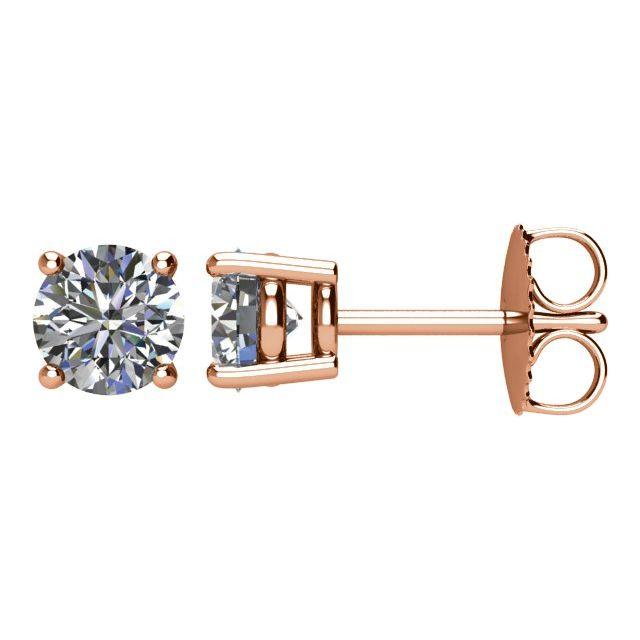14K Gold 4-Prong Round Diamond Stud Earrings 1.00 / Push-Back / Rose Gold Izakov Diamonds + Fine Jewelry