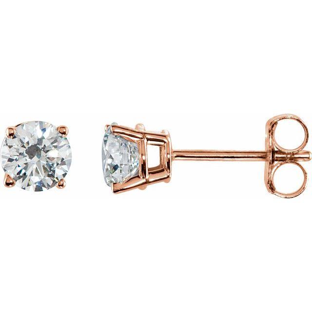 14K Gold 4-Prong Round Diamond Stud Earrings 1.50 / Push-Back / Rose Gold Izakov Diamonds + Fine Jewelry