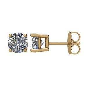 14K Gold 4-Prong Round Diamond Stud Earrings 1.50 / Push-Back / Yellow Gold Izakov Diamonds + Fine Jewelry
