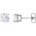 14K Gold 4-Prong Round Diamond Stud Earrings 2.00 / Push-Back / White Gold Izakov Diamonds + Fine Jewelry