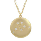 14K Gold Aquarius Diamond Constellation Coin Necklace (Matte Finish) - Necklaces - Izakov Diamonds + Fine Jewelry