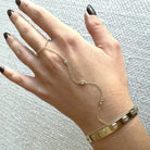 14K Gold Baguette Bezel Stations Diamond Hand Chain Yellow Gold Izakov Diamonds + Fine Jewelry