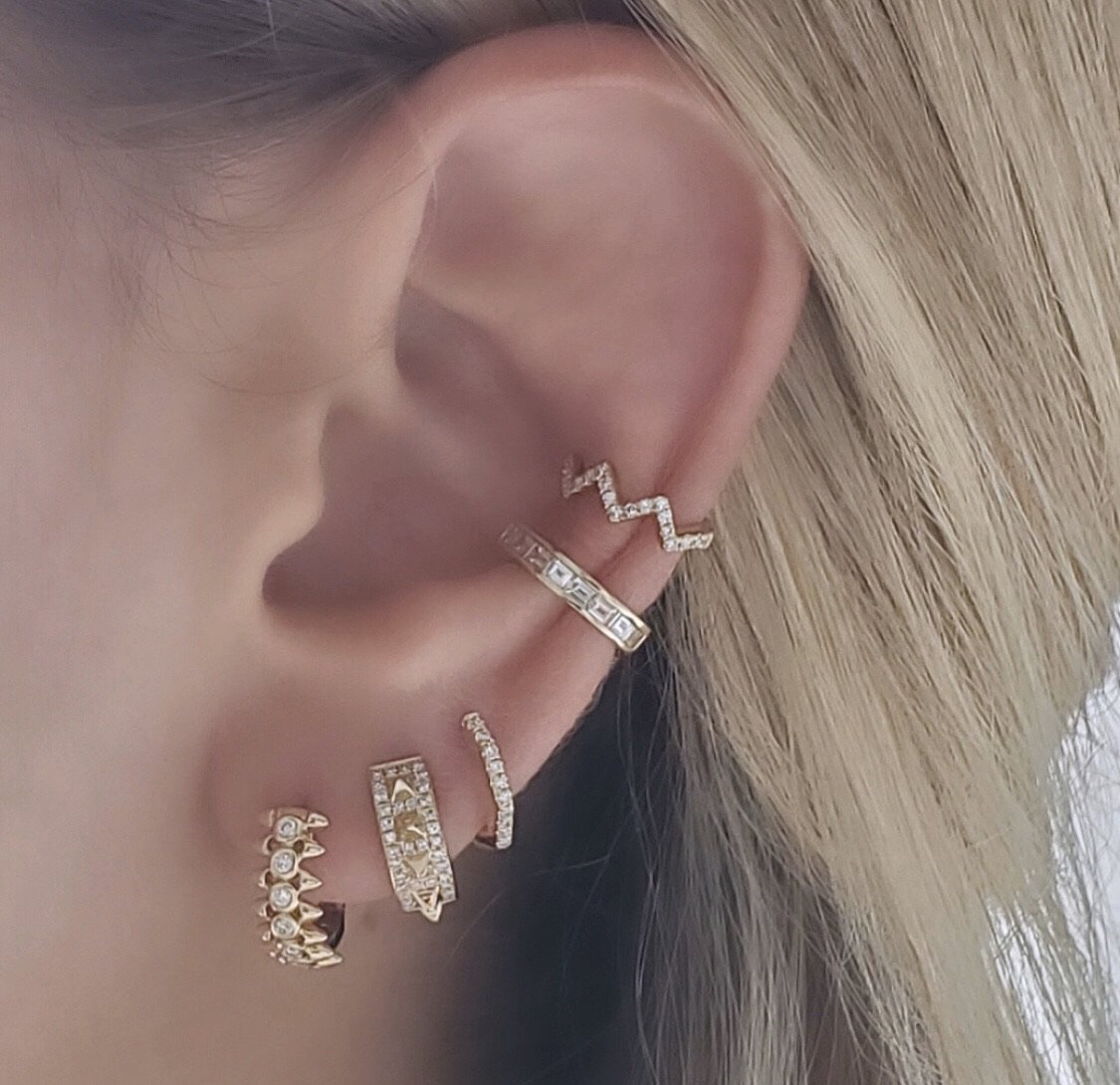 14K Gold Baguette Diamond Cuff Earring - Earrings - Izakov Diamonds + Fine Jewelry