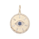 Baguette Diamond Evil Eye Medallion Necklace Charm Yellow Gold Izakov Diamonds + Fine Jewelry AE