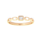 14K Gold Baguette Diamond Half Links Ring - Rings - Izakov Diamonds + Fine Jewelry