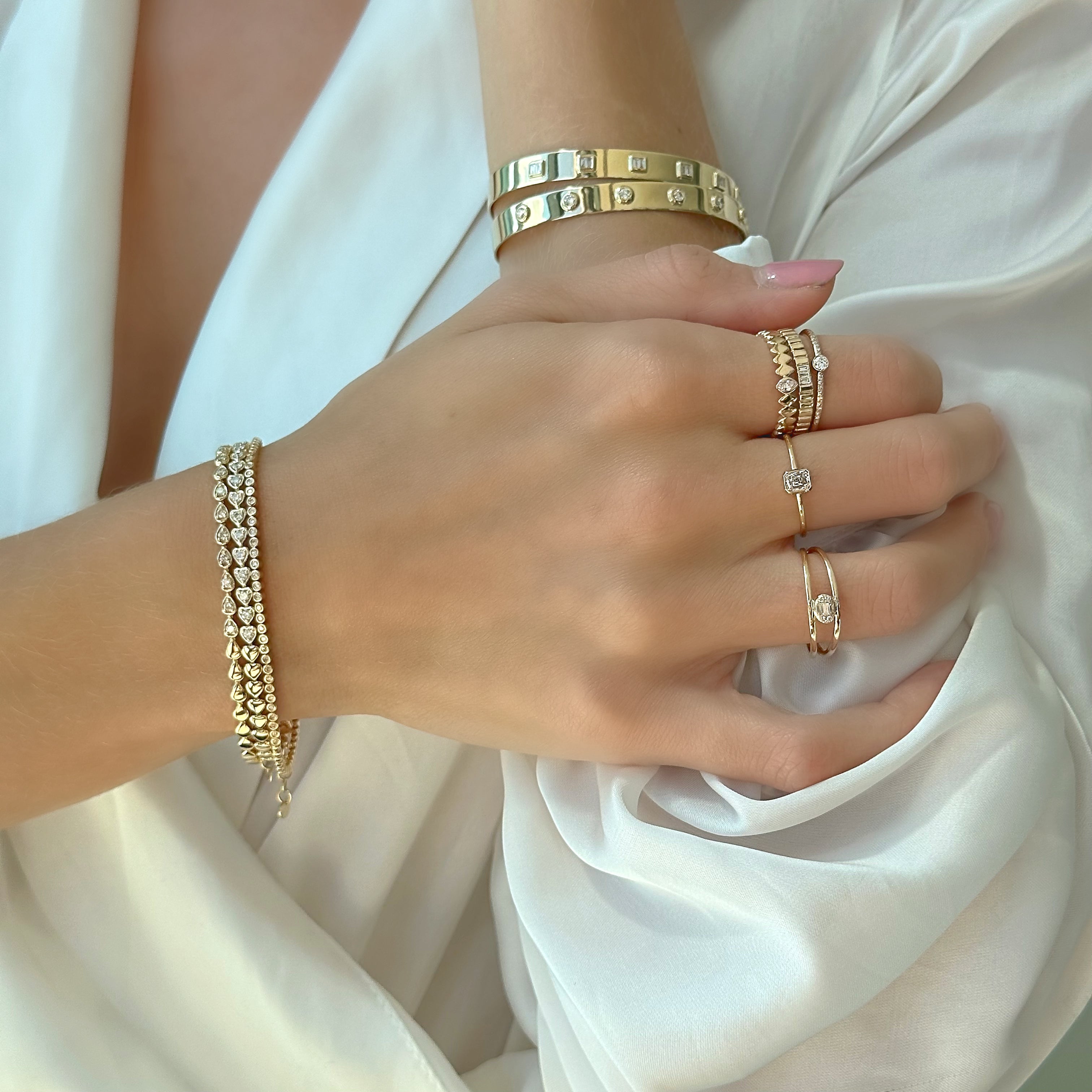 14K Gold Baguette Tiles Diamond Ring Yellow Gold Izakov Diamonds + Fine Jewelry