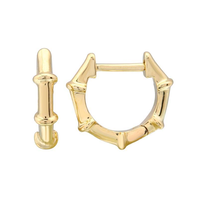 14K Gold Bamboo Huggie Earrings - Earrings - Izakov Diamonds + Fine Jewelry