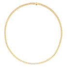 14K Gold Bezel Seven Emeralds Diamond Tennis Necklace Yellow Gold Izakov Diamonds + Fine Jewelry