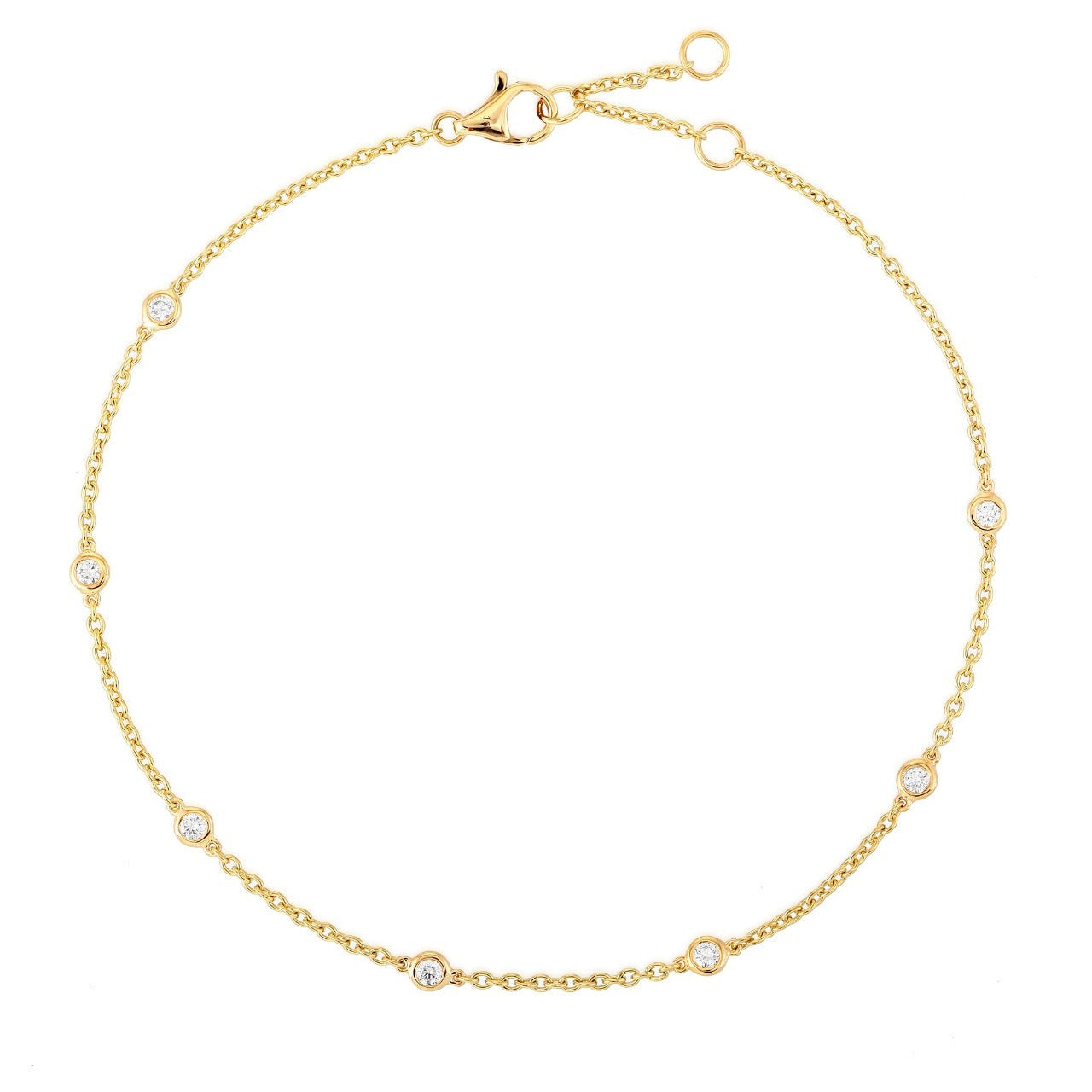 14K Gold Bezel Stations Diamond Anklet - Anklets - Izakov Diamonds + Fine Jewelry