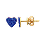 14K Gold Blue Sapphire Heart Button Earrings - Earrings - Izakov Diamonds + Fine Jewelry