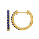 14K Gold Blue Sapphire Huggies (12mm) Yellow Gold Izakov Diamonds + Fine Jewelry