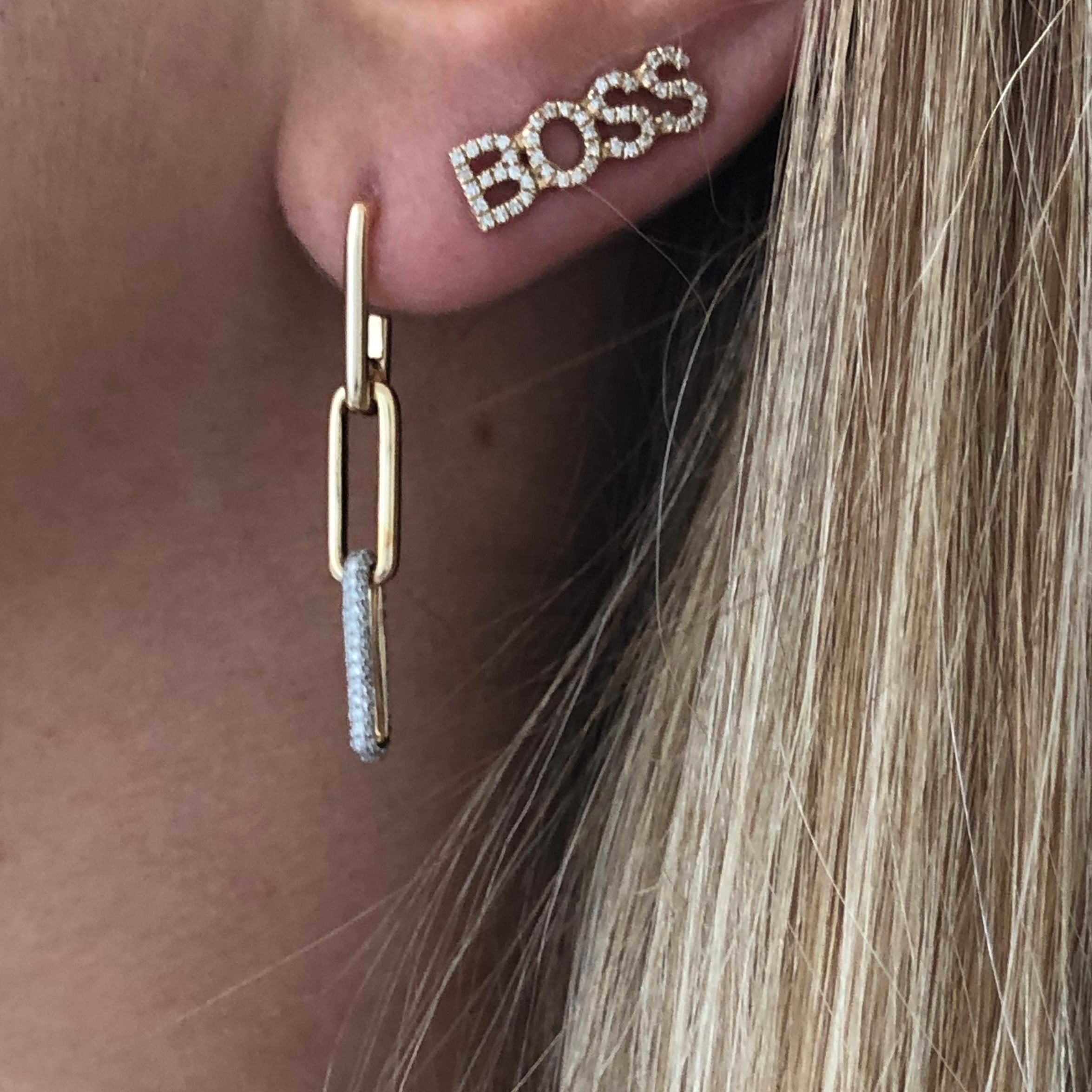 14K Gold Boss Diamond Statement Earrings - Earrings - Izakov Diamonds + Fine Jewelry