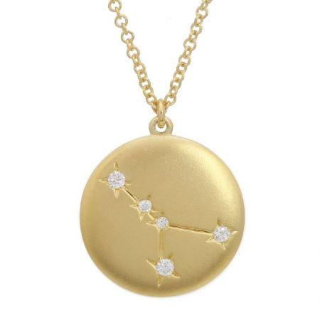 14K Gold Cancer Diamond Constellation Coin Necklace (Matte Finish) - Necklaces - Izakov Diamonds + Fine Jewelry
